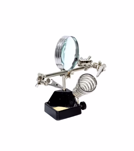 Soporte para Cautín con Lupa de Aumento Limpia Punta y Pinzas Takema ZD-10G