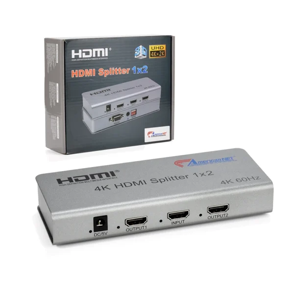 Splitter HDMI 1x2 4K v2.0 American NET GP192-2SV2-4K Splitter HDMI 1 Entrada con 2 Salidas 4K Ultra HD 2160p versión 2.0 American NET GP192-2SV2-4K, Multiplexor HDMI de 1 Entrada con 2 Salidas 4K 2160p Compatible con Full HD, Divisor HDMI 1x2 