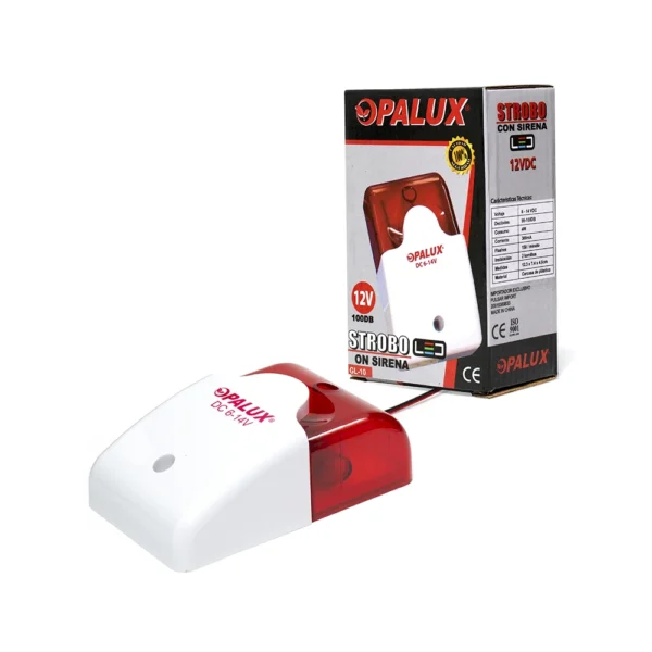 Strobo LED con Sirena OPALUX GL-10 Alarma Sonora con Flash contra Incendio Opalux GL-10