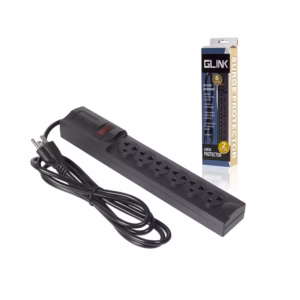 Supresor de Pico con cable de 2mt - Glink TM-PS401-2M Regleta Eléctrica de 6 Tomas Universales con 2 Metros de Cable de Poder a 16AWG - Glink TM-PS401-2M