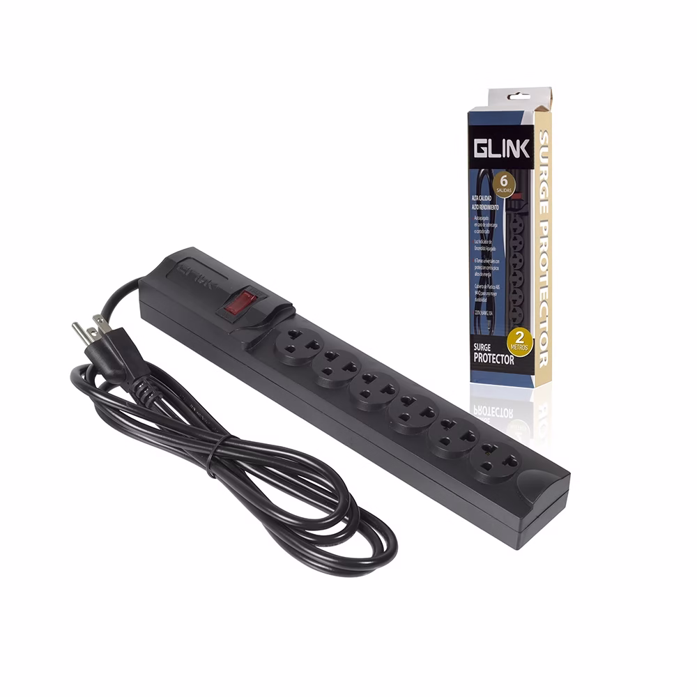 Supresor de Pico con cable de mt   Glink TM PS M Regleta Eléctrica de  Tomas Universales con  Metros de Cable de Poder a AWG   Glink TM PS M