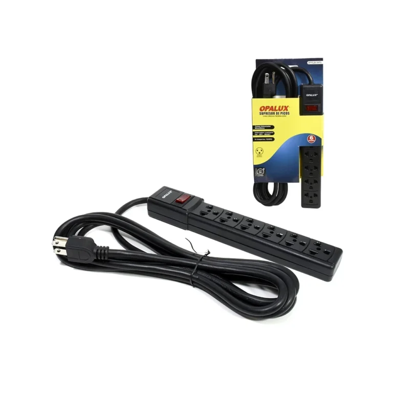 Supresor de Pico de 3 Metros Opalux OP-FL28-3MTS Regleta Eléctrica de 3mt, Supresor de Pico 3M con 06 Tomas Universales y Cable de Poder de 16AWG Opalux OP-FL28-3MTS