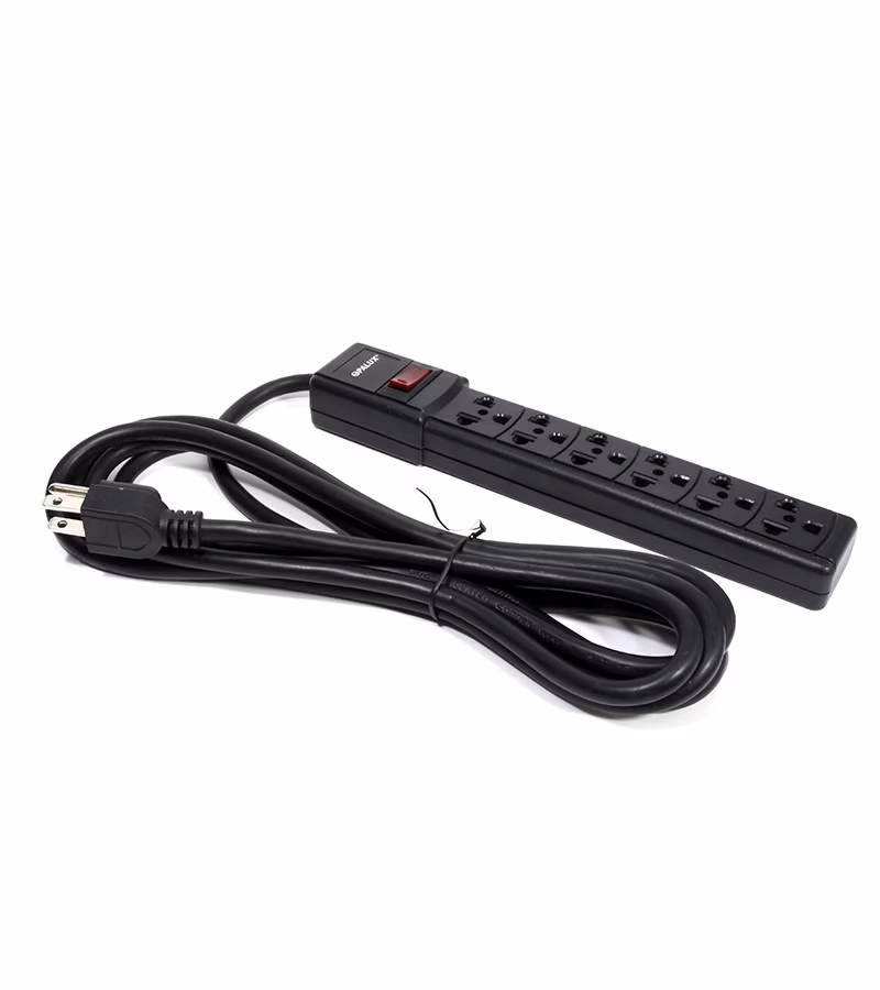Regleta Eléctrica de mt Supresor de Pico M con  Tomas Universales y Cable de Poder de AWG Opalux OP FL MTS