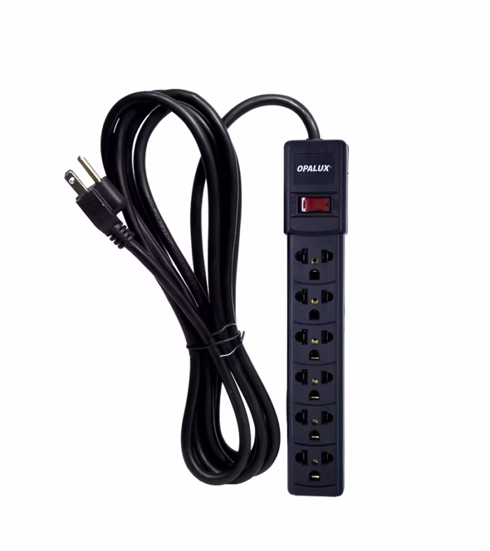 Regleta Eléctrica de mt Supresor de Pico M con  Tomas Universales y Cable de Poder de AWG Opalux OP FL MTS