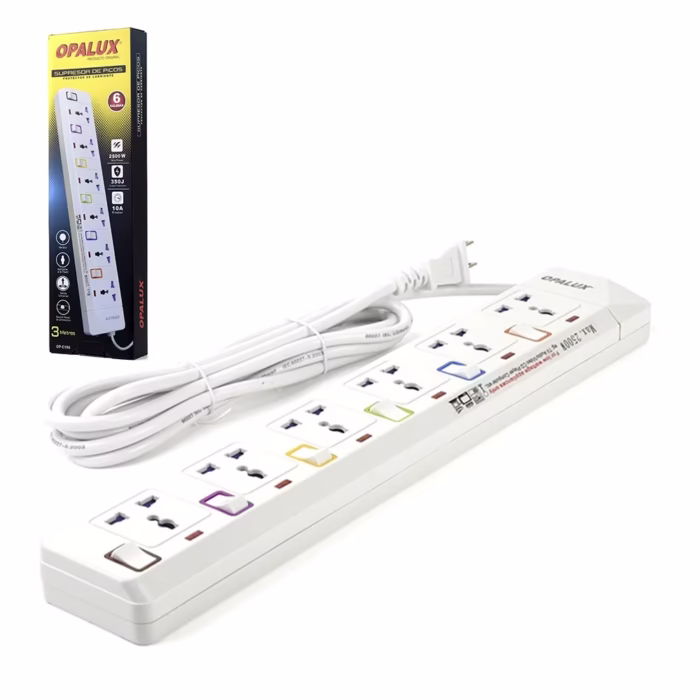 Supresor de Pico de M Opalux OP E   con Tomas Independiente Regleta Eléctrica con Toma Independiente OPALUX OP E Extensión Eléctrica con Protección para niños Opalux OP E