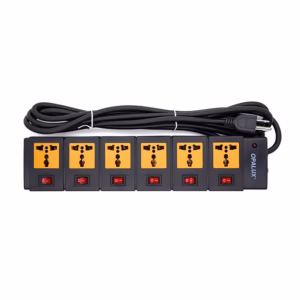 Regleta Eléctrica de 6 Tomas Independiente y enchufe Universal - 3 Metros de Cable a 16AWG | Opalux 14-540B
