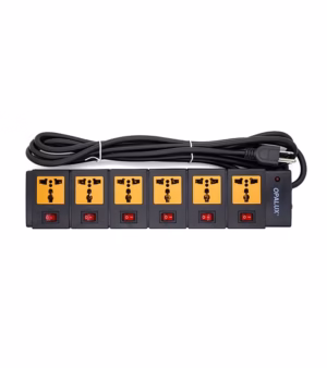 Regleta Eléctrica de 6 Tomas Independiente y enchufe Universal - 3 Metros de Cable a 16AWG | Opalux 14-540B