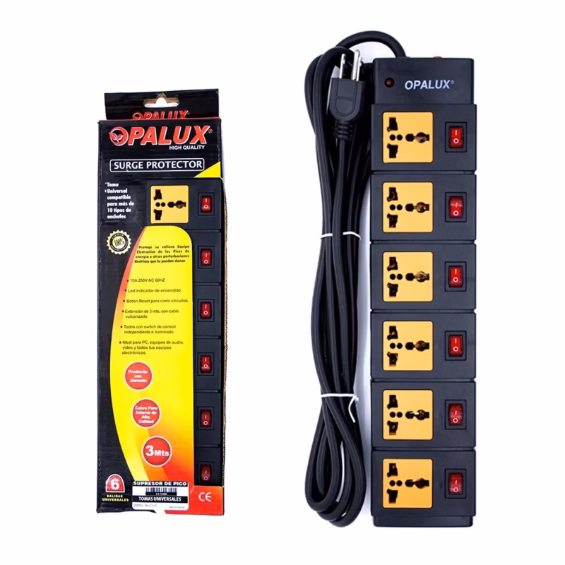 Supresor de Picos Opalux  B con  Switches Independientes Controla y Protege tus Equipos como Nunca Antes