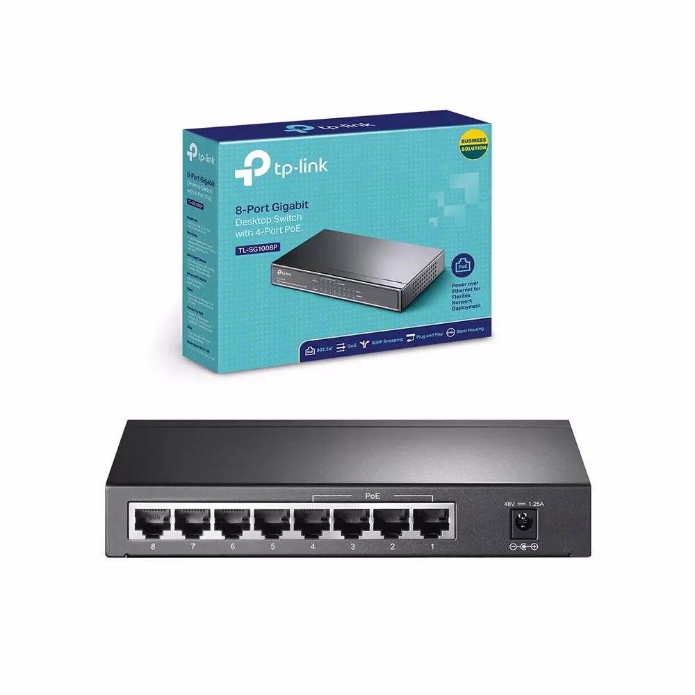 TL SG1008P Switch PoE de 8 Puertos Gigabit con 4 Puertos PoE TP Link____ HD Multimedia PERU SAC TL SGP Switch PoE de Puertos Gigabit con Puertos PoE TP Link TL SGP Switch de Escritorio de Puertos Gigabit con Puertos PoE IEEE af TP Link