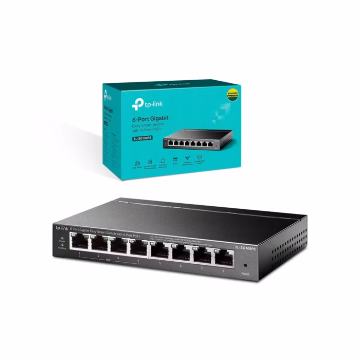 TL SG108PE Switch Gigabit de 8 Puertos con 4 puntos PoE+ TP Link____ HD Multimedia PERU SAC TL SGPE Switch Gigabit de Puertos con puntos PoE TP Link Switch Gigabit de Puertos con Puertos PoE Plus afat TL SGPE TP Link