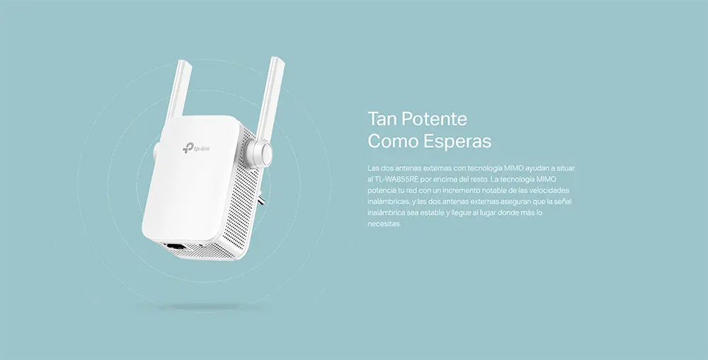 Repetidor inalambrico TP-LINK TL-WA855RE N300 2.4Ghz 300Mbps TP