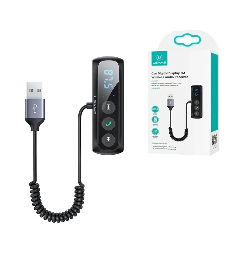 Transmisor FM para Carro con BT 5.0 Usams US-SJ503 Emisor de Bluetooth vía FM para carro USAMS US-SJ503