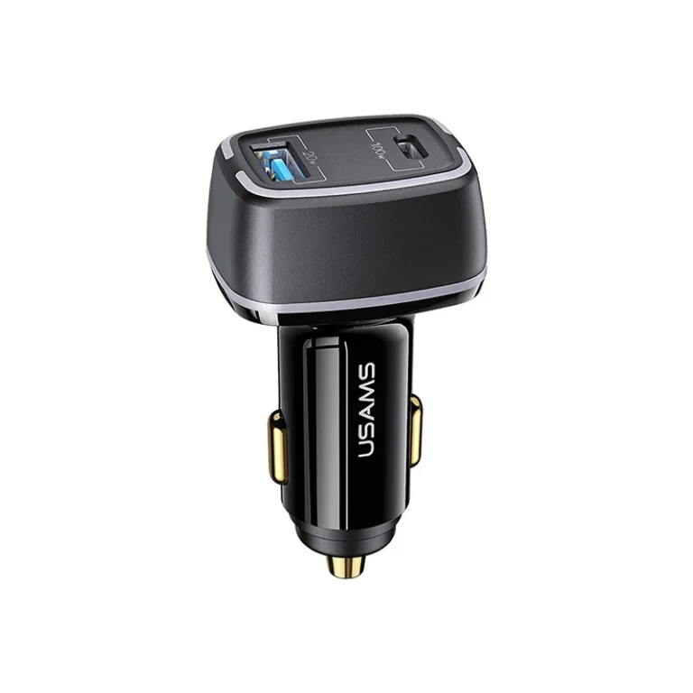 Cargador de Carro para Tablet | Laptop | Celular | USB C | 100W | USB Carga Rápida de 20W | USAMS | US-CC142 Cargador de Tableta para Camioneta o Carro