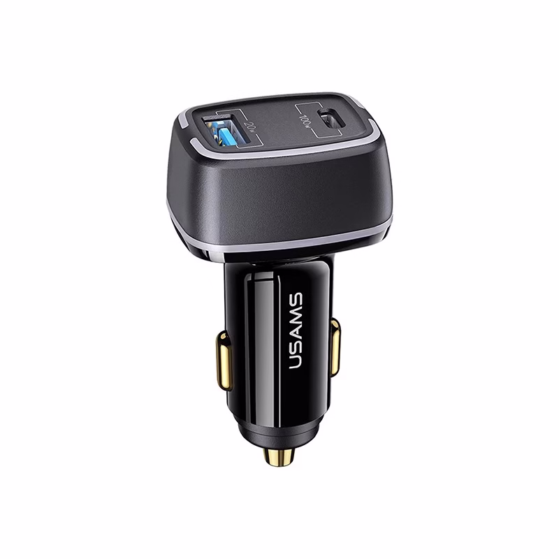 Cargador de Carro para Tablet | Laptop | Celular | USB C | W | USB Carga Rápida de W | USAMS | US CC Cargador de Tableta para Camioneta o Carro