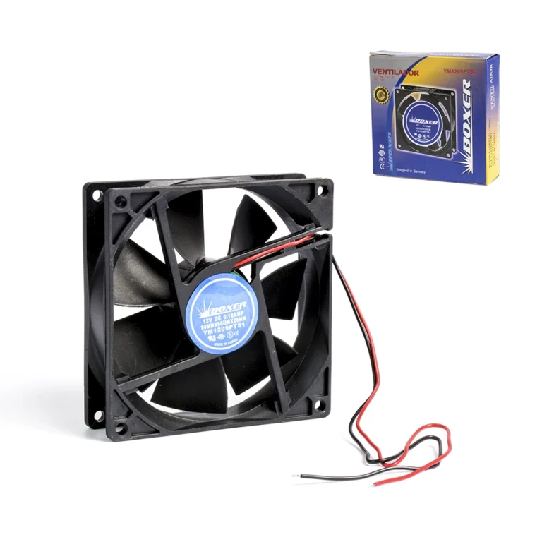 Ventilador de 9cm de 12VDC- BOXER YM1209PTS1 - 7 Aspas Fan de 90mmx90mmx25mm de 7 Aspas