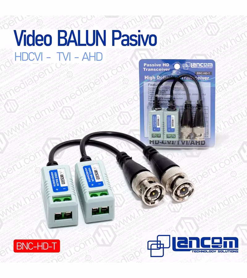 Video BALUN Pasivo Fullhd MP p hdcvi tvi ahd cvbs Lancom BNC HD T