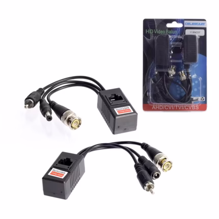 Video Balun RJ45 Celestium Y-BNC07 Par de video Balun RJ45 por UTP Cat5e o Cat6 para cámaras de seguridad HDCVI/TVI/AHD/CVBS Celestium Y-BNC07, Video Balun FullHD Pasivo 3 en 1 para cámaras de Seguridad