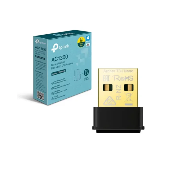 Archer T3U Nano Adaptador USB WiFi AC1300 MU-MIMO - TP-Link Adaptador USB de Doble Banda AC1300 Archer T3U Nano Wireless MU-MIMO TP-Link