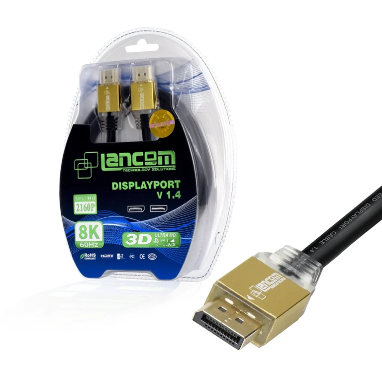 Cable DisplayPort de 1.8mt ( 180CM) v1.4 Marca Lancom ZZ-DPTDP4K-180CM Soporta Resoluciones 8K@60Hz 4K@144Hz 32.4Gbps HDR y 3D Cable DisplayPort Lancom de 1.8 Metros: Conectividad Superior para Experiencias Visuales Excepcionales