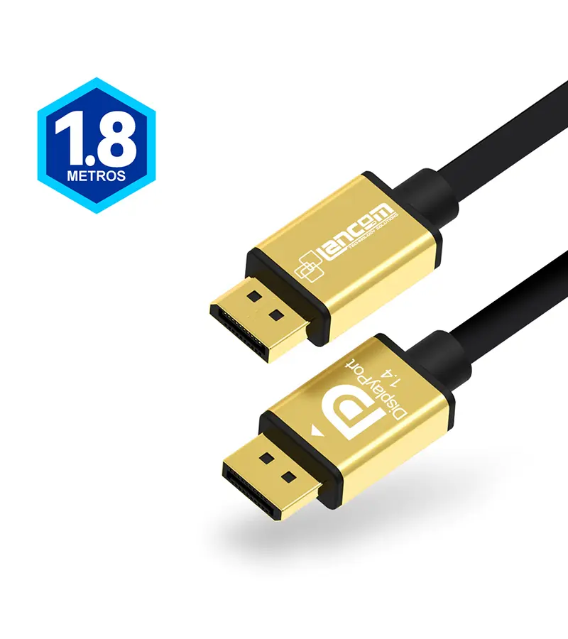 Cable DisplayPort de 1.8mt ( 180CM) v1.4 Marca Lancom ZZ-DPTDP4K-180CM Soporta Resoluciones 8K@60Hz 4K@144Hz 32.4Gbps HDR y 3D