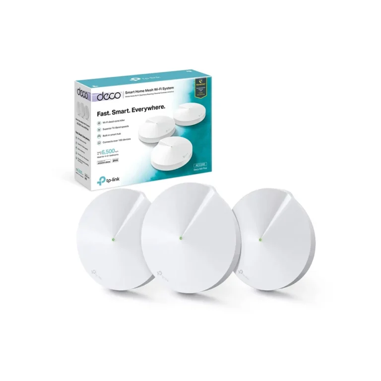 Deco M9 Plus Pack 3 Sistema inalámbrico Mesh AC2200 Tri-Banda TP-Link Deco M9 Plus | Pack-3 | Sistema Inalámbrico Tri-Banda TP-Link, Sistema Mesh Inalámbrico DECO M9 Plus Pack de 3, Sistema Wi-Fi Mesh para toda la Casa AC2200