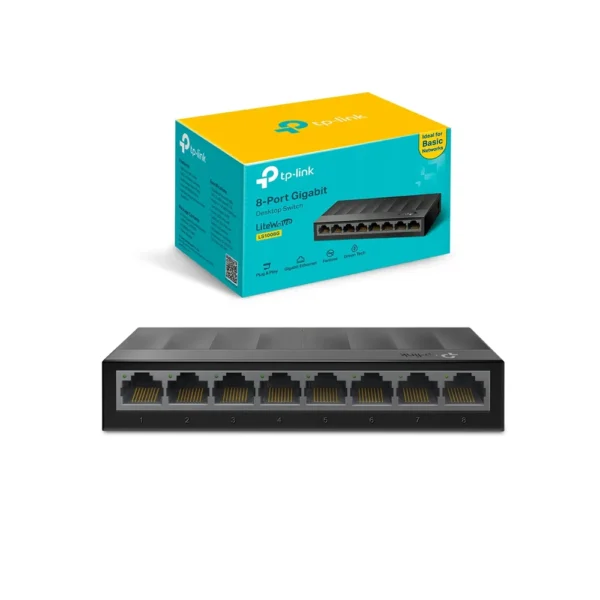 LS1008G Switch de Red Gigabit de 8 Puertos TP-Link Switch de Escritorio de 8 Puertos 10/100/1000Mbps, Concentrador Gigabit de 8 Puertos 10/100/1000Mbps LS1008G