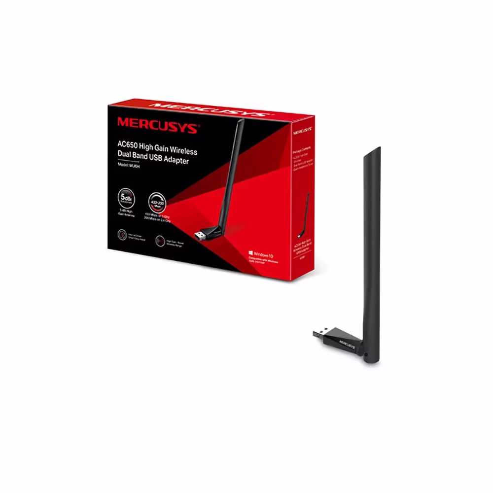 MUH   Adaptador USB Inalámbrico de Doble Banda AC Mercusys Adaptador USB WI FI AC en Doble Banda y con Antenas de Alta Ganancia   MUH Mercusys