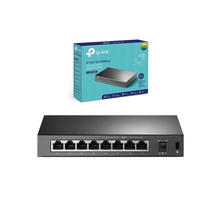 TL-SF1008P Switch 8 Puertos Fast Ethernet con 4 PoE TP-Link Switch PoE de Escritorio de 8 Puertos de 10/100Mbps, Switch de Red de 8 Puertos con 4 PoE 802.3af y 4 Puertos Fast Ethernet - TL-SF1008P TP-Link