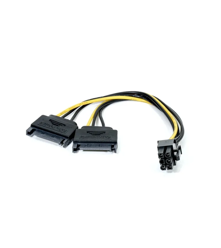 Cable Adaptador para Tarjeta de Video Doble SATA a 6 Pines PCI-e ADP-100 Adaptadores de convertidor de gráficos, 2 SATA 15 pines a 6 pines PCI-E, PCIE Express,15CM