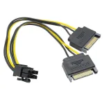 Cable Adaptador para Tarjeta de Video Doble SATA a 6 Pines PCI-e ADP-100 Adaptadores de convertidor de gráficos, 2 SATA 15 pines a 6 pines PCI-E, PCIE Express,15CM