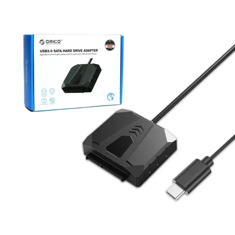 Adaptador SATA a USB C con fuente de 12V 2A - Orico UTS2-3CD Cable Adaptador de USB Tipo C a SATA III - Orico UTS2-3CD, Adaptador USB Tipo C a SATA para Disco de 2.5" y 3.5" con Adaptador DC
