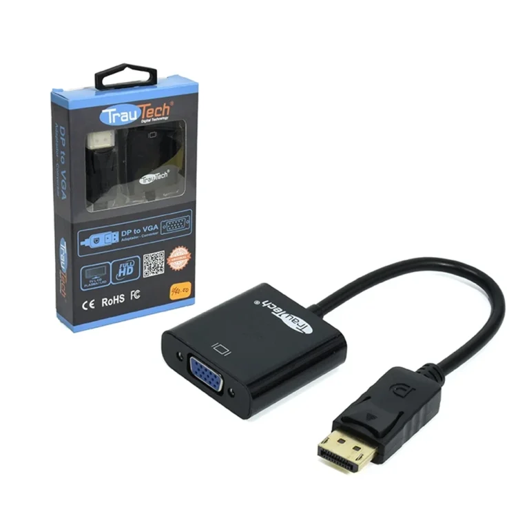 Cable Adaptador DisplayPort a VGA Trautech PE-DP0056 DisplayPort a VGA Trautech PE-DP0056, Cable Convertidor DP a VGA Compacto