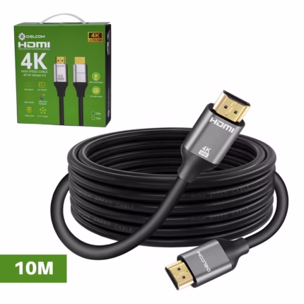 Cable HDMI de  Metros K Delcom DCHD v Premium Lleva tu Señal K a  Metros sin Pérdidas Cable HDMI  premium Delcom DCHD de  metros color negro mostrando sus conectores reforzados de aluminio y bañados en oro un producto de alta calidad de HD Multimedia PERU SAC