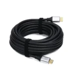 Cable HDMI de 10 Metros 4K@ Delcom DCHD043 v2.0 Premium: Lleva tu Señal 4K a 10 Metros sin Pérdidas, Cable HDMI 2.0 premium Delcom DCHD043 de 10 metros color negro, mostrando sus conectores reforzados de aluminio y bañados en oro, un producto de alta calidad de HD Multimedia PERU SAC.