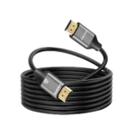 Cable HDMI de 10 Metros 4K@ Delcom DCHD043 v2.0 Premium: Lleva tu Señal 4K a 10 Metros sin Pérdidas, Cable HDMI 2.0 premium Delcom DCHD043 de 10 metros color negro, mostrando sus conectores reforzados de aluminio y bañados en oro, un producto de alta calidad de HD Multimedia PERU SAC.