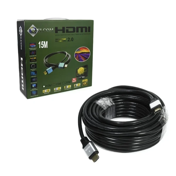 Cable HDMI de 15M 4K Ultra HD Delcom DCHD044 Cable HDMI de 15 Metros con Cabeza de Aluminio v2.0 4K UltraHD 2160p Delcom DCHD044