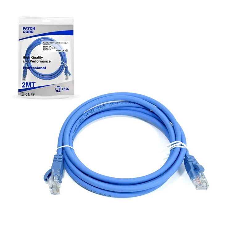 Cable Patch Cord CAT6 de 2MT LSZH LT USA LT-PC6-2 Cable Patch Cord Cat6 de 2 Metros con chaqueta LSZH LT USA LTT-PC6-2, Latiguillo de RED Cat6 color Azul de 2MT - LT USA, Cable de Red Gigabit de 2 metros
