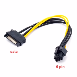 Cable Adaptador para Tarjeta de Video SATA a 6 Pines PCI-e ADP-99 Adaptadores de convertidor de gráficos, SATA, 15 pines a 6 pines, PCI-E, PCIE Express, 20CM Cable Adaptador SATA macho a 6 Pines PCI express para GPU