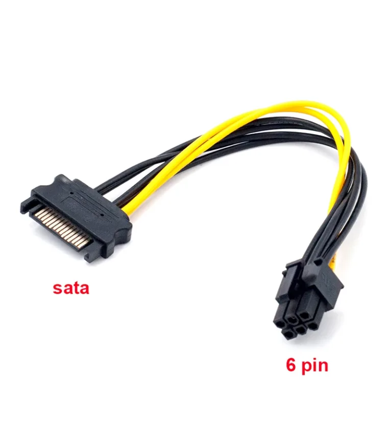 Cable Adaptador para Tarjeta de Video SATA a 6 Pines PCI-e ADP-99 Adaptadores de convertidor de gráficos, SATA, 15 pines a 6 pines, PCI-E, PCIE Express, 20CM Cable Adaptador SATA macho a 6 Pines PCI express para GPU