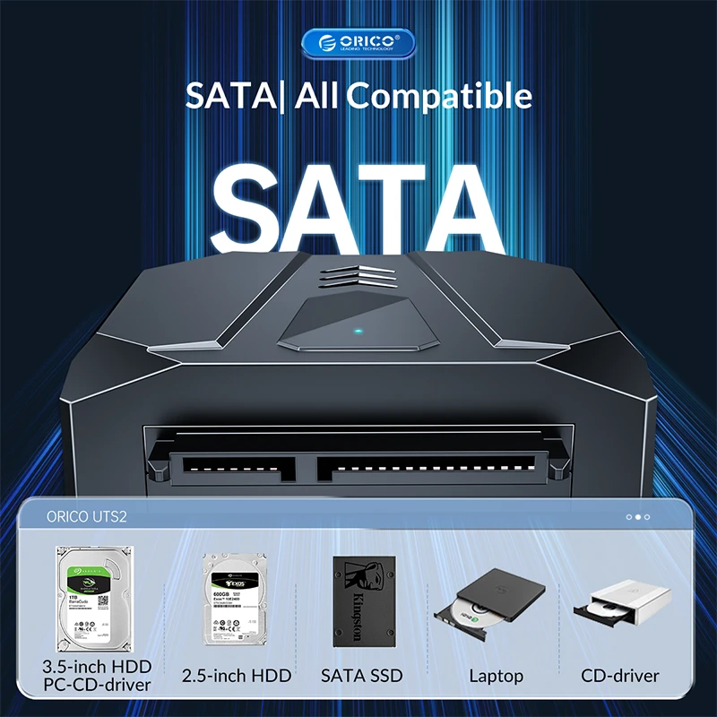 Adaptador SATA a USB C con fuente de 12V 2A - Orico UTS2-3CD