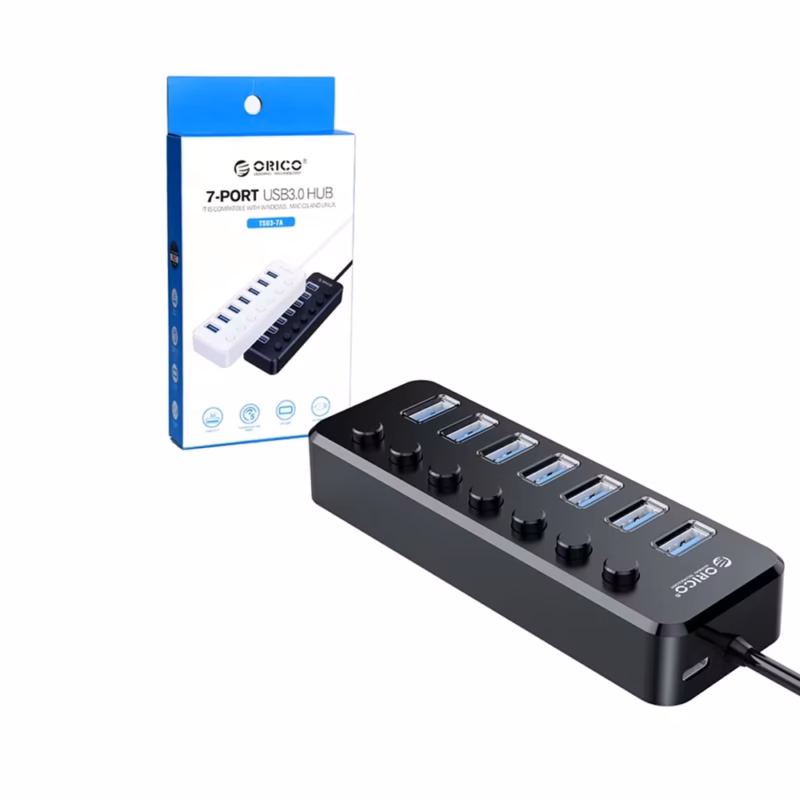 Hub USB  Orico TSU A |  Puertos con Interruptores Independientes | Velocidad y Control
