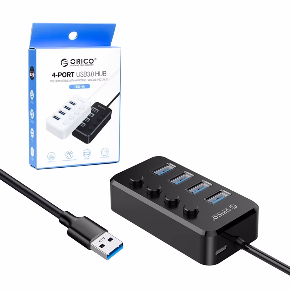 HUB USB  de  Puertos Orico TSU A HUB USB  de  Puertos con Cable de MT   Orico TSU A Concentrador USB  de  Puertos con Toma Independiente y Cable de  Metro