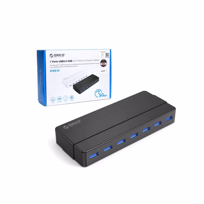 HUB de  Puertos USB  Orico H U Concentrador USB  de  Puertos a Gbps con Adaptador de VA   Orico H U HUB USB  de  Puertos con Fuente DC