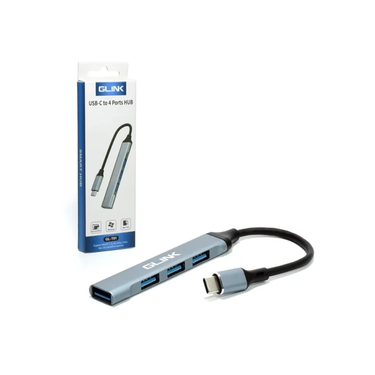 Hub USB 3.0 de 4 Puertos con Cable USB C - Glink GL-T01 Glink GL-T01 Hub USB tipo C, Conector USB C a 4 Puertos USB 3.0 Glink, HUB USB con conector USB C a 4 USB 3.0 Glink GL-T01