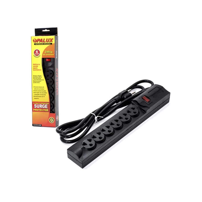Supresor de Pico de 3M Opalux 14-515-3.0M Regleta Eléctrica de 3 Metros de 16AWG Opalux 14-515-3.0M, Supresor de Pico 3MT de 6 Tomas Universales