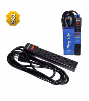Regleta Eléctrica de 3M marca Delcom DSUP003, Supresor de Pico o Regleta Eléctrica con Cable de 3 Metros y 6 Tomas Americanas: Potencia y Conveniencia en un Solo Dispositivo