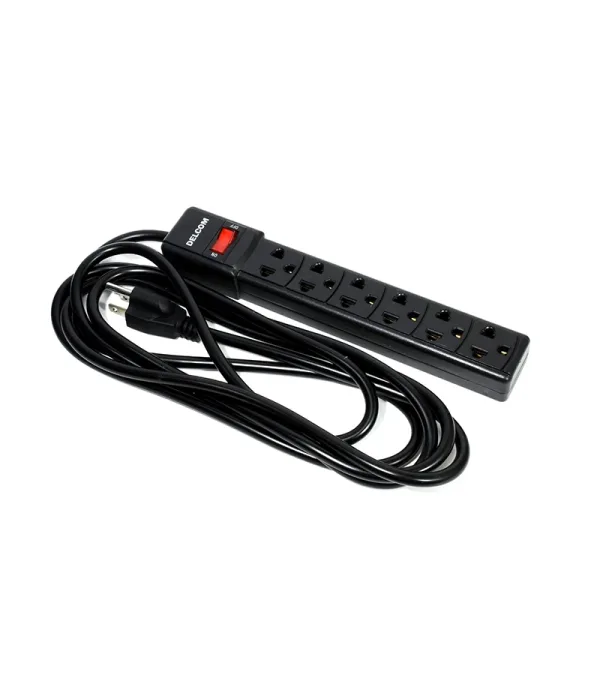 Regleta Eléctrica de 3M marca Delcom DSUP003, Supresor de Pico o Regleta Eléctrica con Cable de 3 Metros y 6 Tomas Americanas: Potencia y Conveniencia en un Solo Dispositivo
