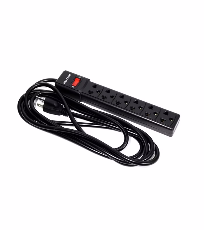 Regleta Eléctrica de M marca Delcom DSUP Supresor de Pico o Regleta Eléctrica con Cable de  Metros y  Tomas Americanas Potencia y Conveniencia en un Solo Dispositivo
