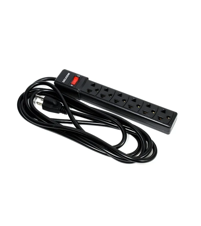 Regleta Eléctrica de 3M marca Delcom DSUP003, Supresor de Pico o Regleta Eléctrica con Cable de 3 Metros y 6 Tomas Americanas: Potencia y Conveniencia en un Solo Dispositivo