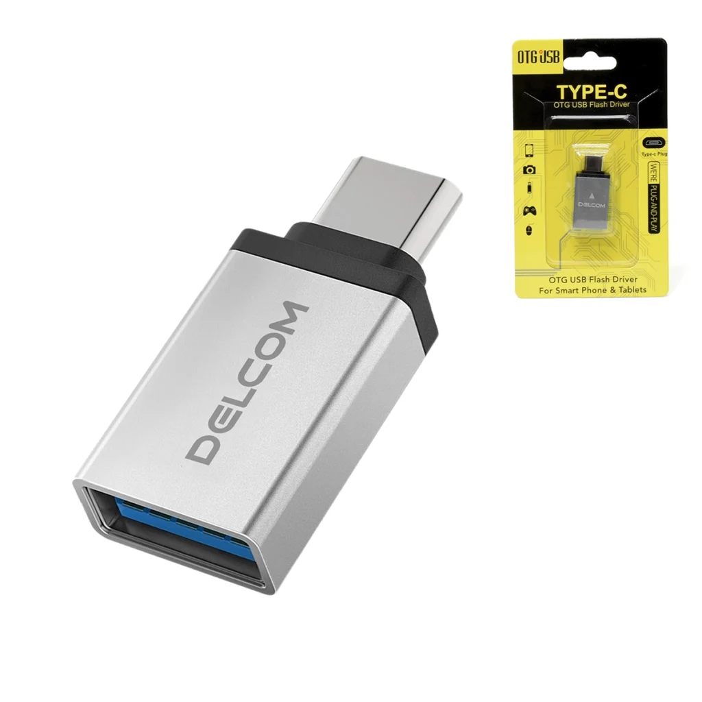 Adaptador OTG Tipo C Delcom DTCA  | Conecta USB a tu Celular o Tablet | Transfiere Archivos Fácilmente Hd Multimedia PERU SAC